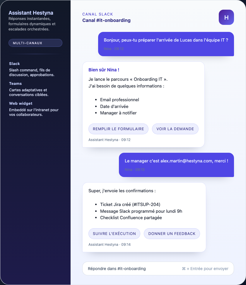 Vue du bot dans Slack