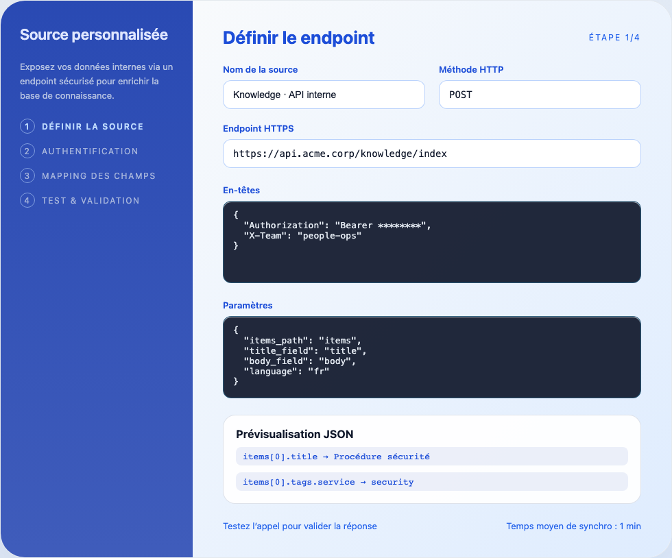 Wizard source personnalisée