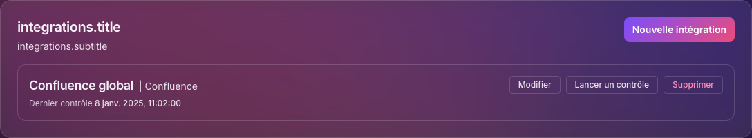 Liste d’intégrations